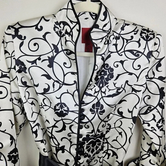 JS Collections Vintage Silk Long Sleeve White Jacket Size Small Button Closure - Picture 8 of 11